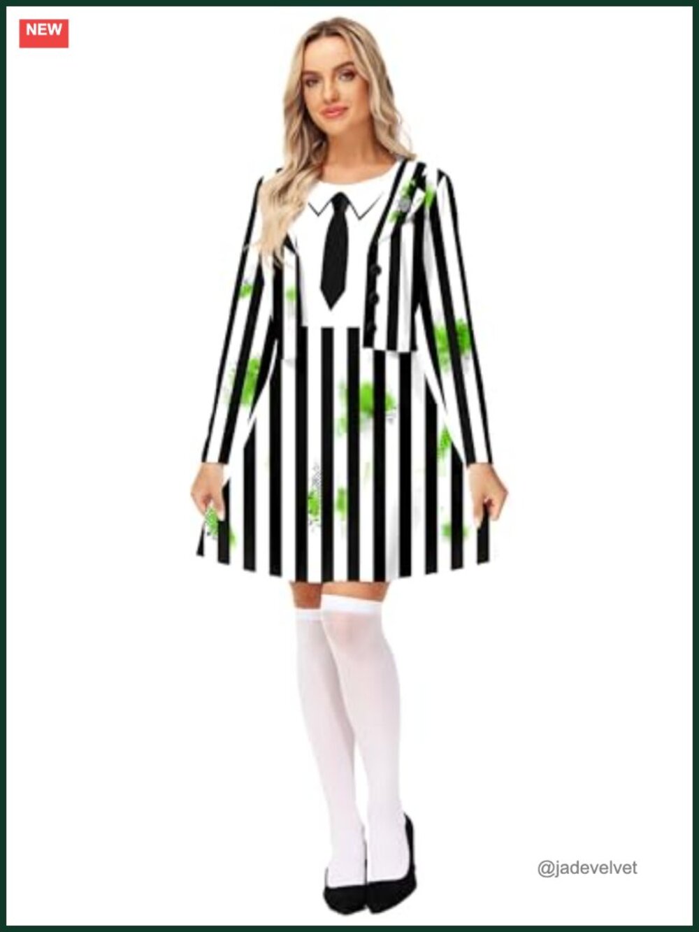 Halloween Costume Dress One Piece Attached Blazer Striped Cosplay Party Dress